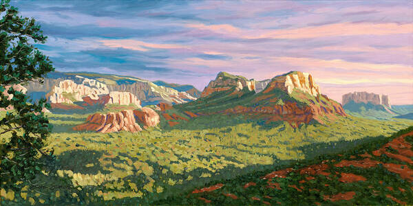 Sedona Art Print featuring the painting View from Airport Mesa - Sedona by Steve Simon