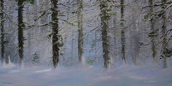 Snow Art Print featuring the painting White Pines by Ken Ahlering