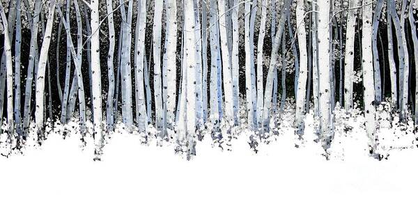 Aspens Art Print featuring the painting Winter Aspens by Michael Swanson