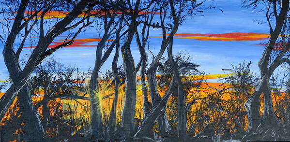 Sunset Paintings Art Print featuring the painting Wisconsin Creek Spooks by Cheryl Nancy Ann Gordon