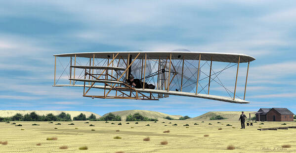 Wright Flyer Art Print featuring the digital art Wright Flyer by Walter Colvin