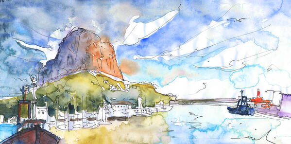 Travel Art Print featuring the painting Calpe Harbour 06 by Miki De Goodaboom