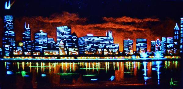 Chicago Art Print featuring the painting Chicago by Black Light by Thomas Kolendra