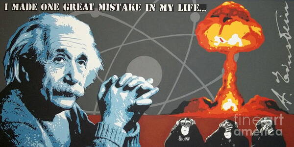 Einstein Art Print featuring the painting I made one great mistake... by Dan Carman