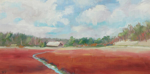 Cape Cod Art Print featuring the painting Mid-winter Cranberry Bog by Barbara Hageman