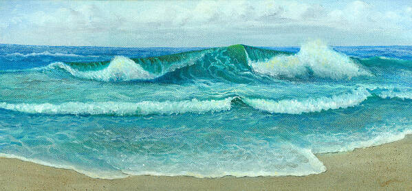 Seascape Art Print featuring the painting Rolling In by Leona Jones