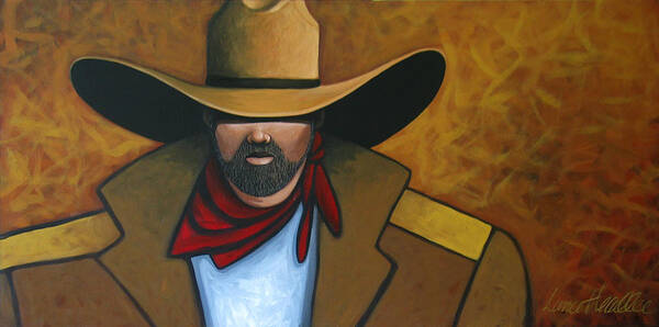 Contemporary Art Print featuring the painting Solo Cowboy by Lance Headlee
