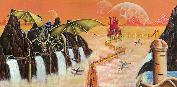 Dragon Art Print featuring the painting The Golden Path by Kurt Jacobson
