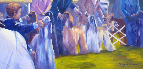 Afghan Hound Art Print featuring the painting The Girls #1 by Terry Chacon