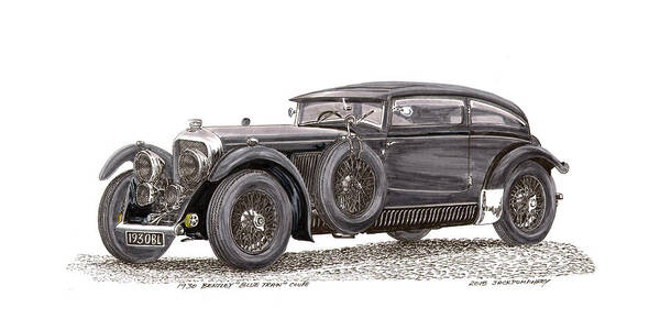 1930 Bentley Blue Train Coupe Art Print featuring the painting 1930 Bentley Blue Train Coupe by Jack Pumphrey