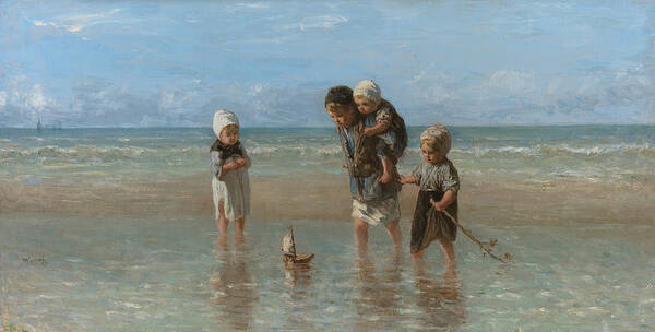 Jozef Israels Art Print featuring the painting Children of the Sea #4 by Jozef Israels