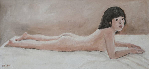 Nude Art Print featuring the painting Young girl #4 by Masami Iida