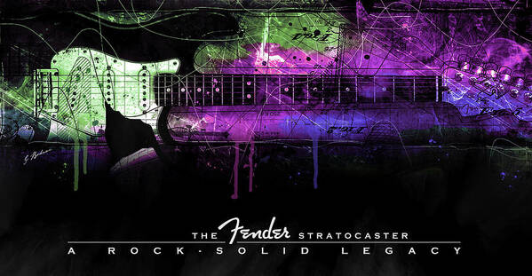 Fender Guitar Art Print featuring the digital art A Rock Solid Legacy by Gary Bodnar