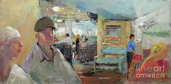 Oil Art Print featuring the painting At the Restaurant by Becky Kim
