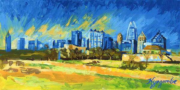 Atlanta Skyline Art Print featuring the painting Atlanta Georgia Skyline 15 by Paul Kyegombe