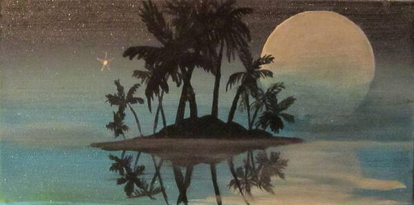 Night Moon Palm Trees Art Print featuring the painting Bad Moon Sparkles  by Robert Francis
