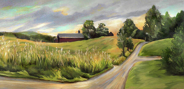 West Newbury Vermont Art Print featuring the painting Barn on the Ridge in West Newbury Vermont by Nancy Griswold