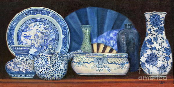 Still Life Art Print featuring the painting Blue and White Porcelain Ware by Marlene Book