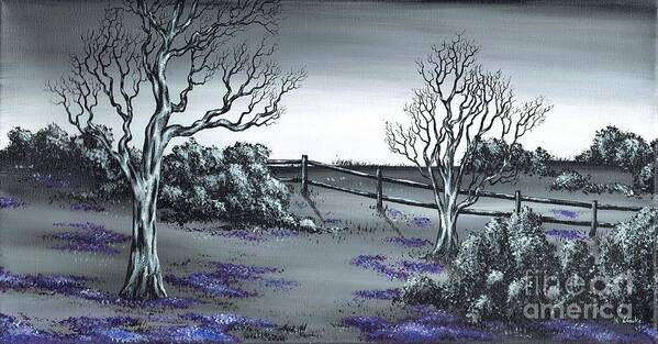 Landscapes Art Print featuring the painting Boundry Fence. by Kenneth Clarke