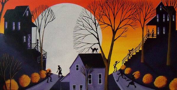 Art Art Print featuring the painting Candy Run - Halloween landscape by Debbie Criswell