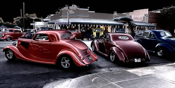 Custom Car Art Print featuring the photograph Cars on the strip by Brian Kinney