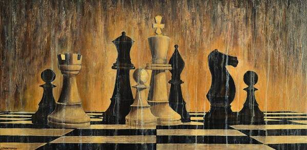 Painting Art Print featuring the painting Chess by Dimitra Papageorgiou