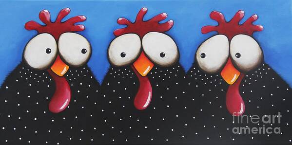 Chicken Design Art Print featuring the painting Chickens Love Blue Sky by Lucia Stewart