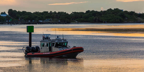 Boat Art Print featuring the photograph Coast Guard Defender by Ed Gleichman