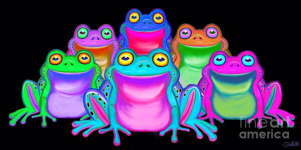 Frog Art Print featuring the painting Colorful Froggies by Nick Gustafson