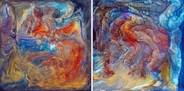 Paul Tokarski Art Print featuring the painting Crystal Caves - diptych by Paul Tokarski