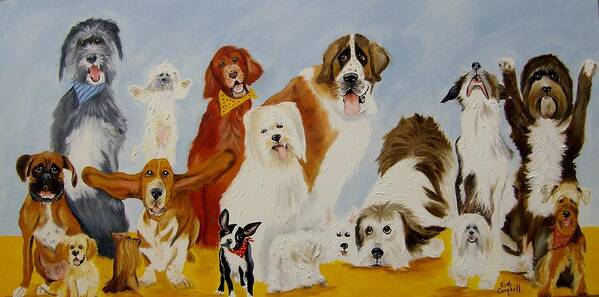 Dogs Art Print featuring the painting Dogs Are People Too by Debra Campbell