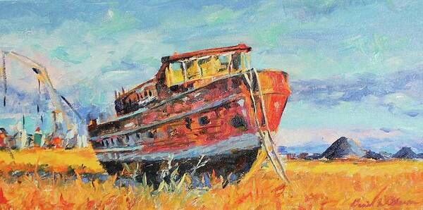 Joseph Medill Fireboat Art Print featuring the painting Dry Dock by Daniel W Green