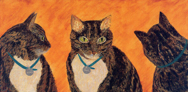 Cat Art Print featuring the painting Face-off by Kathryn Riley Parker