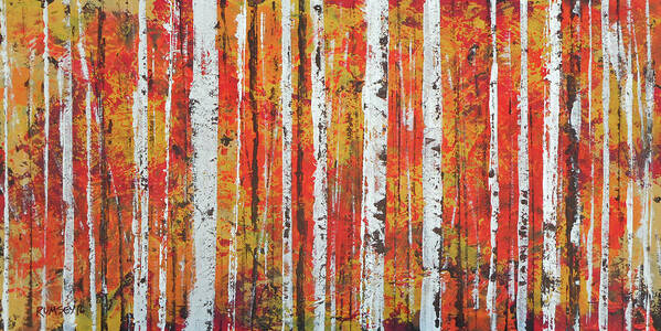 Landscape Art Print featuring the painting Fall Woods by Rhodes Rumsey