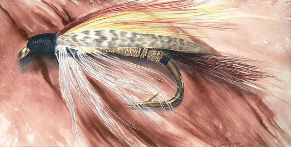 Cory Calantropio Art Print featuring the painting Fish Fly on Sepia by Cory Calantropio