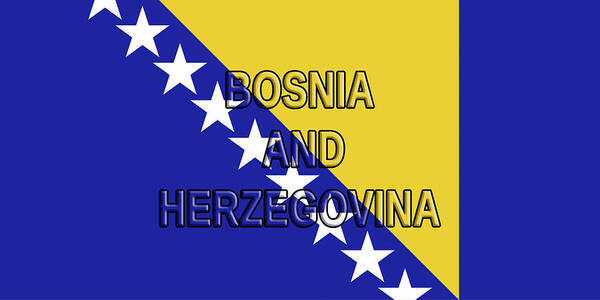 Bosnia Art Print featuring the digital art Flag of Bosnia and Herzegovina Word by Roy Pedersen