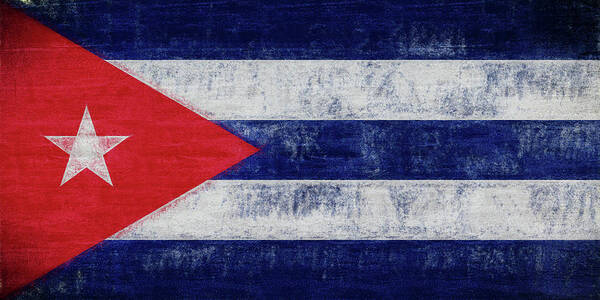 Cuba Art Print featuring the digital art Flag of Cuba Grunge by Roy Pedersen