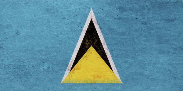 Saint Lucia Art Print featuring the digital art Flag of Saint Lucia Grunge by Roy Pedersen