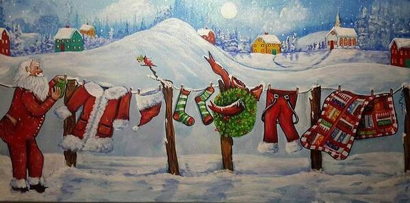 Santa Art Print featuring the painting Getting Ready by Theresa Prokop