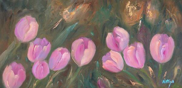 Tulips Art Print featuring the painting God Laughs by Nataya Crow