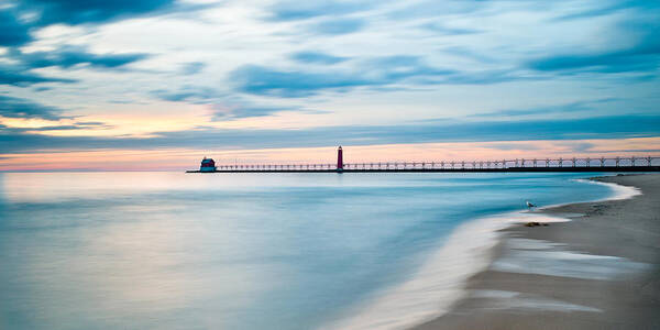 Grand Haven Art Print featuring the photograph Grand Haven Pier - Smooth Waters by Larry Carr