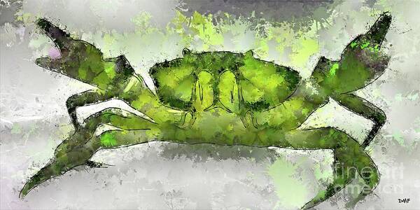 Digital Art Art Print featuring the digital art Green Shore Crab by Dragica Micki Fortuna