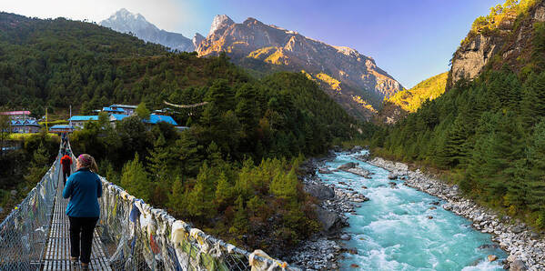 Nepal Art Print featuring the photograph Hanging Bridge Over The Dudh Kosi by Owen Weber