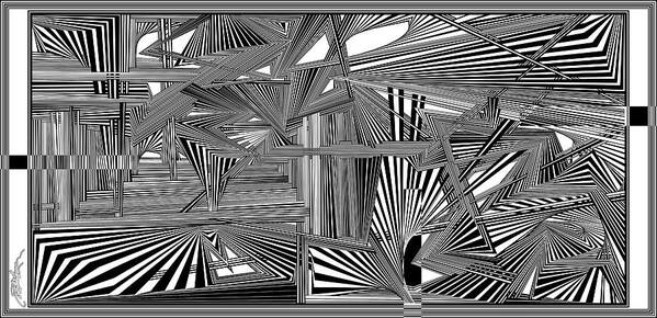 Dynamic Black And White Art Print featuring the digital art Hceepsfoerugif by Douglas Christian Larsen