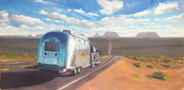 Airstream Art Print featuring the painting Heading South Towards Monument Valley by Elizabeth Jose