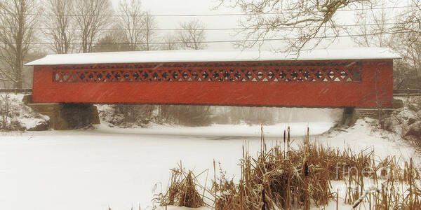 Covered Bridge Art Print featuring the photograph Henry Covered Bridge in Winter by Phil Spitze