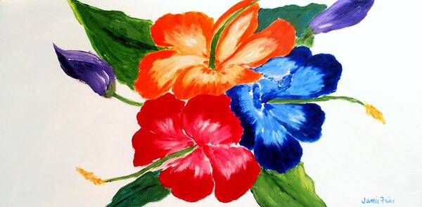Hibiscus Art Print featuring the painting Hibiscus by Jamie Frier