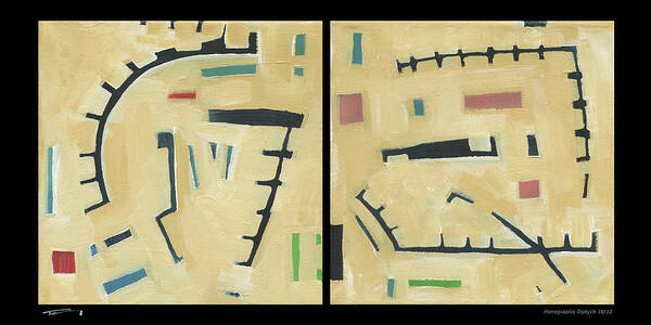 Hieroglyphics Art Print featuring the painting Hierographis Diptych 10/12 by Tim Nyberg