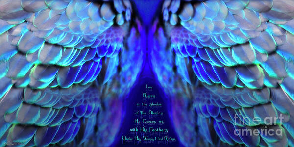 Wings Art Print featuring the mixed media Psalm 91 Wings 2 by Constance Woods