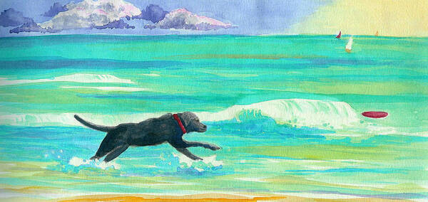 Dog Art Print featuring the painting Islamorada Dog by Anne Marie Brown